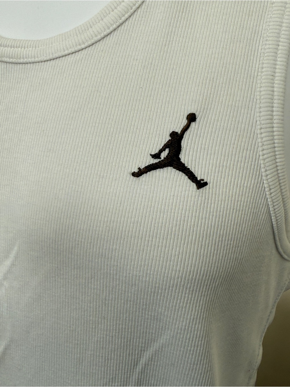 Jordan White Ribbed Tank Top Men’s Large Jumpman Sleeveless Shirt - Picture 5 of 12